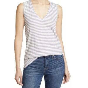 ⭐️buy 2 get 1 free⭐️ Madewell Cotton Lilac purple/White Striped Tank Top Sz 2X